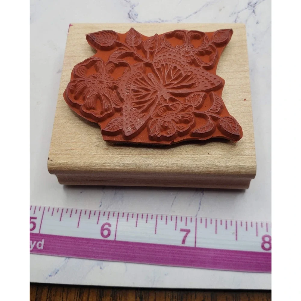 Stampin' Up! Butterfly Garden Flower Field Wood Mounted Rubber Stamp